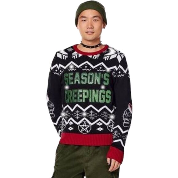 SPENCER'S Season’s Creepings LIGHTS Ugly Christmas Sweater Size Medium Men Women - Picture 1 of 6